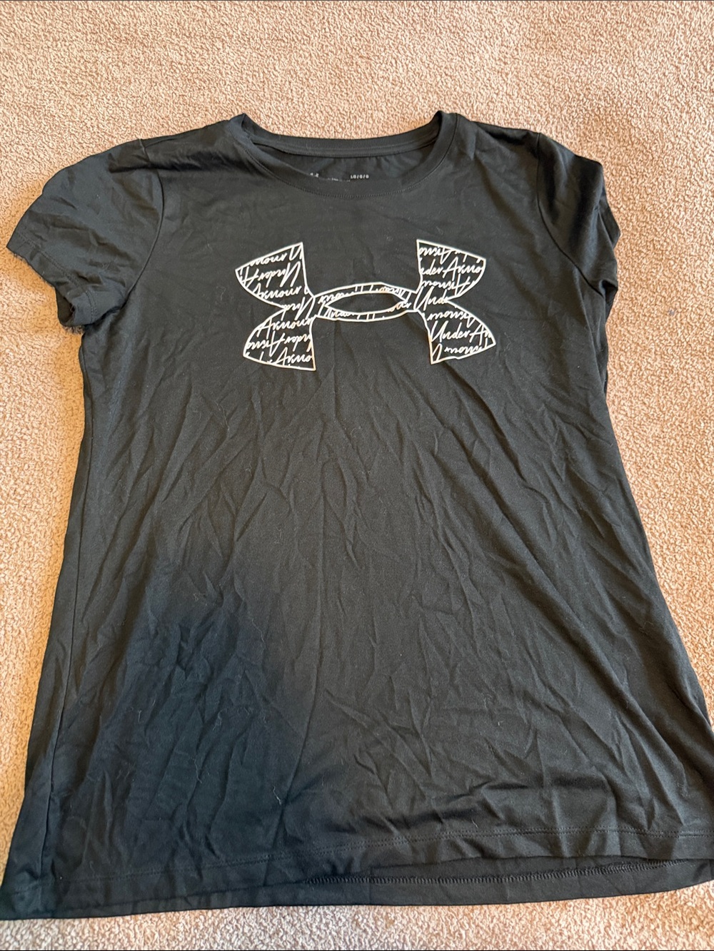 Under Armour Black Short Sleeve Tee with White Script Logo